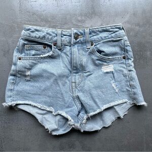 H&M -Divided Jean Shorts Light Wash Frayed Distressed Cut off Booty Shorts Sz 0